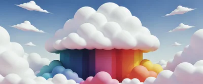 3D Rendered Rainbow Cloud Concept