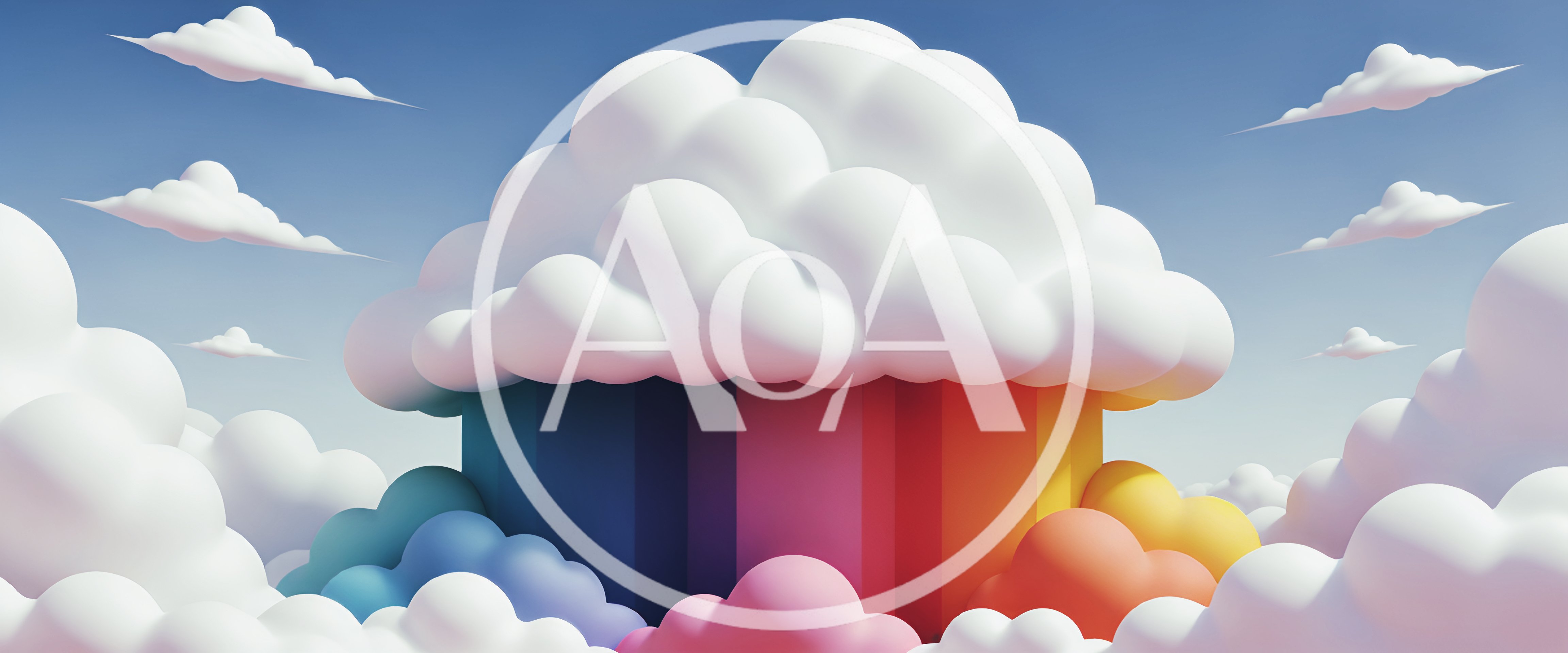 3D Rendered Rainbow Cloud Concept