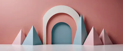 Minimalist 3D Geometric Shapes With Arches And Pyramids