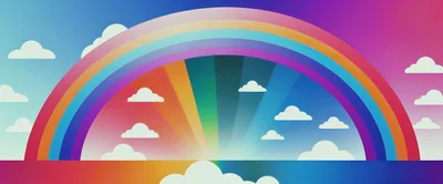 Stylized Rainbow Arch Over A Colorful Gradient Sky
