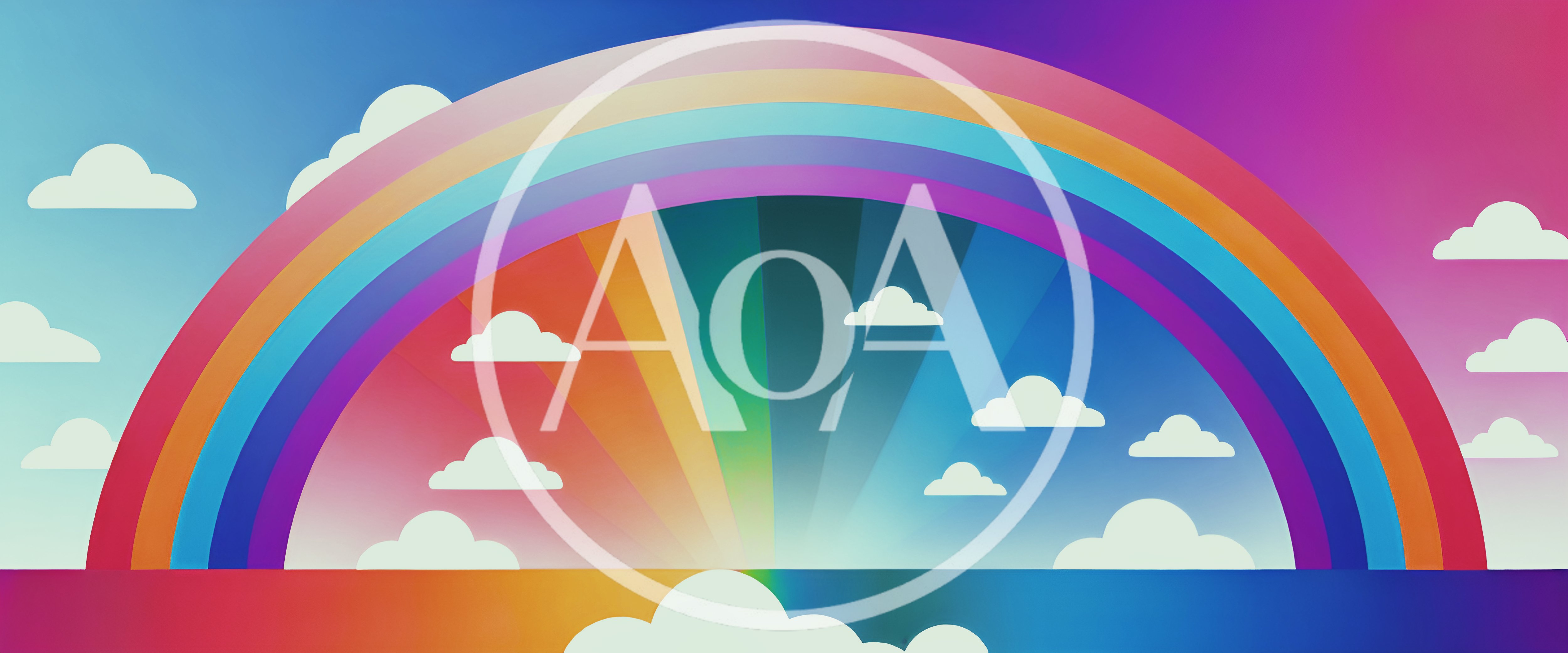 Stylized Rainbow Arch Over A Colorful Gradient Sky