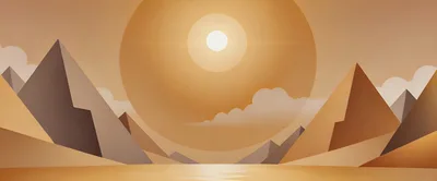 Minimalist Geometric Desert Landscape With Sun