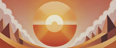 Abstract Geometric Desert Landscape With Sun