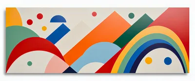 Abstract Geometric Composition With Vibrant Shapes And Colors