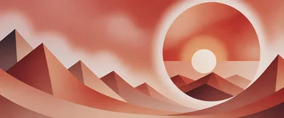 Minimalist Geometric Desert Landscape With Sun