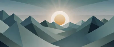 Minimalist Geometric Mountain Landscape With Sun