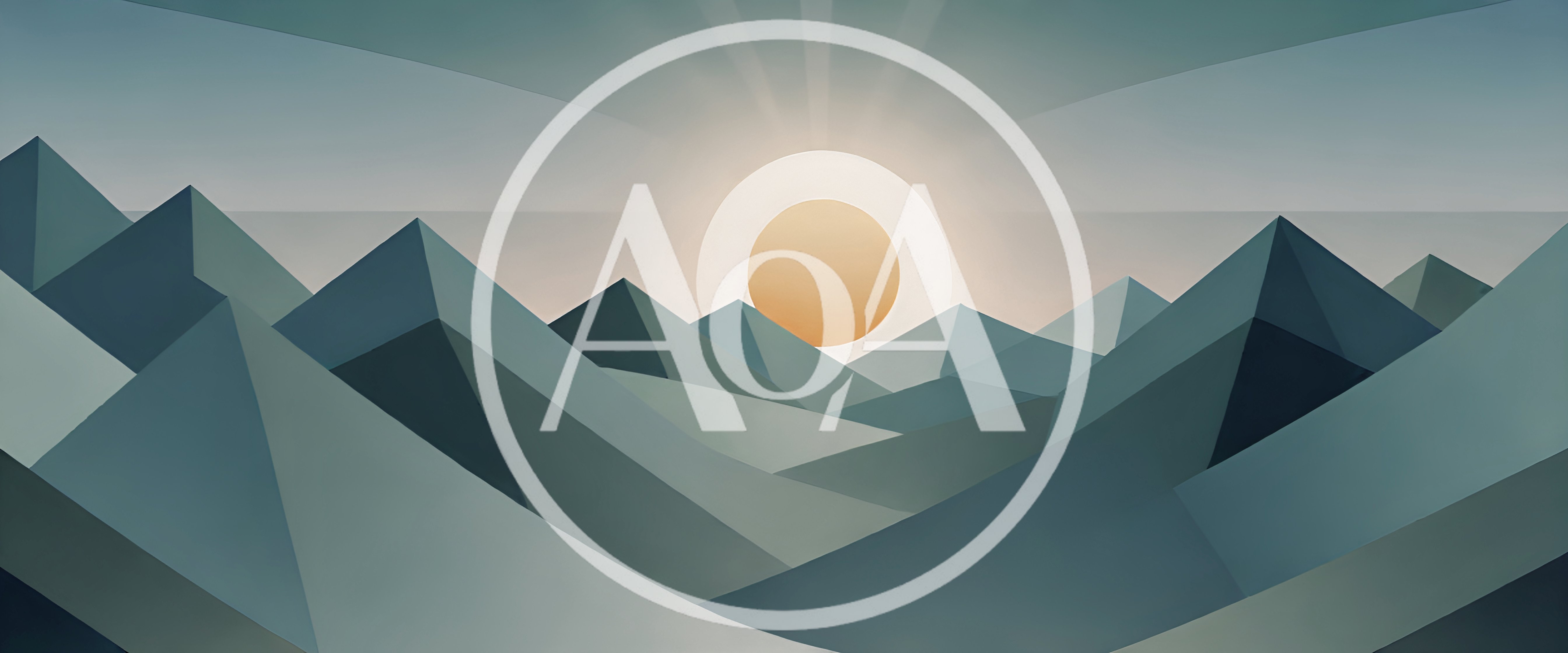 Minimalist Geometric Mountain Landscape With Sun