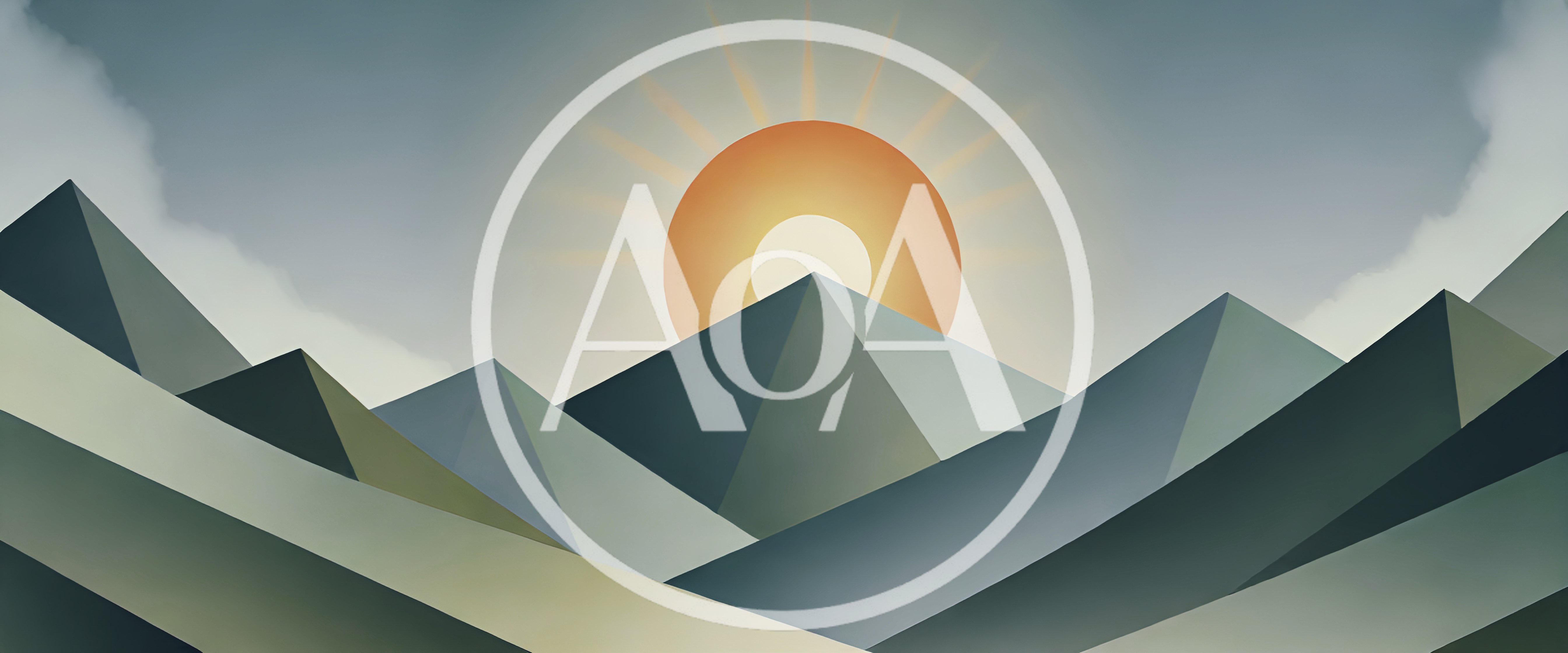 Minimalist Geometric Mountain Landscape With Rising Sun