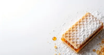 Single Wafer Cookie With Apricot Jam And Powdered Sugar