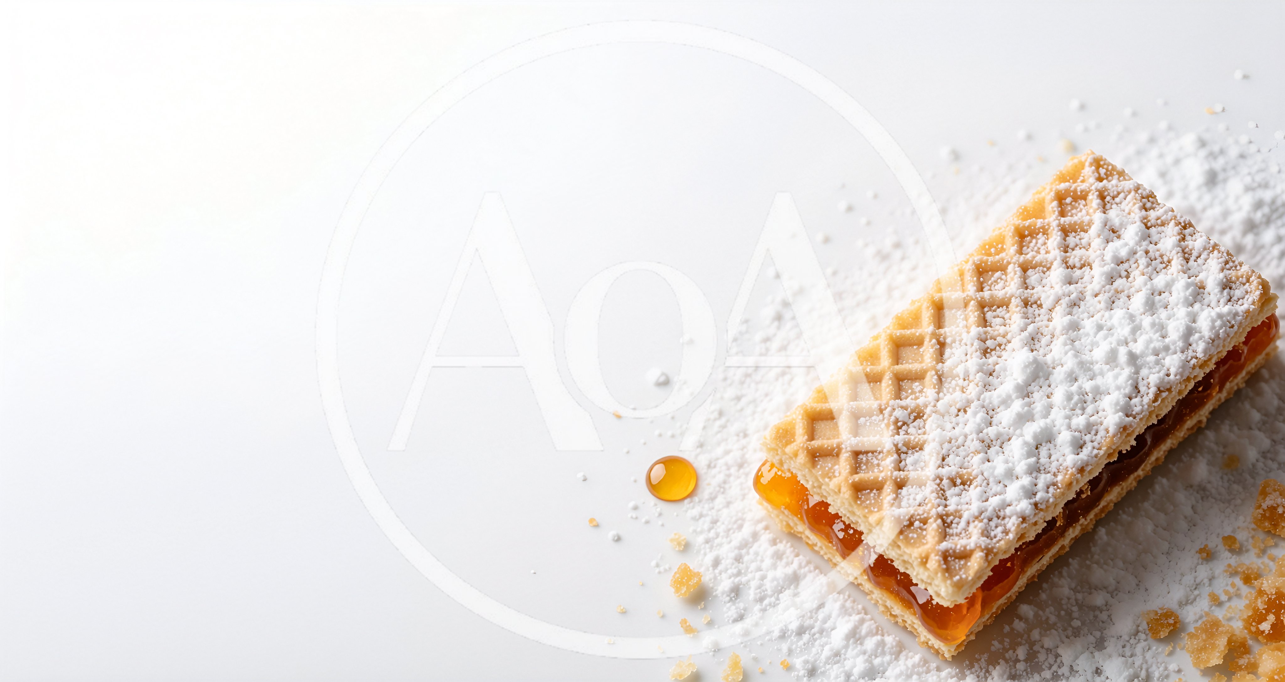 Single Wafer Cookie With Apricot Jam And Powdered Sugar