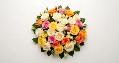 Top View Of A Colorful Rose Bouquet