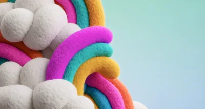 Abstract 3D Rendered Rainbow Felt Texture Background