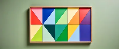 Geometric Abstract Art Piece With Colorful Triangular Patterns
