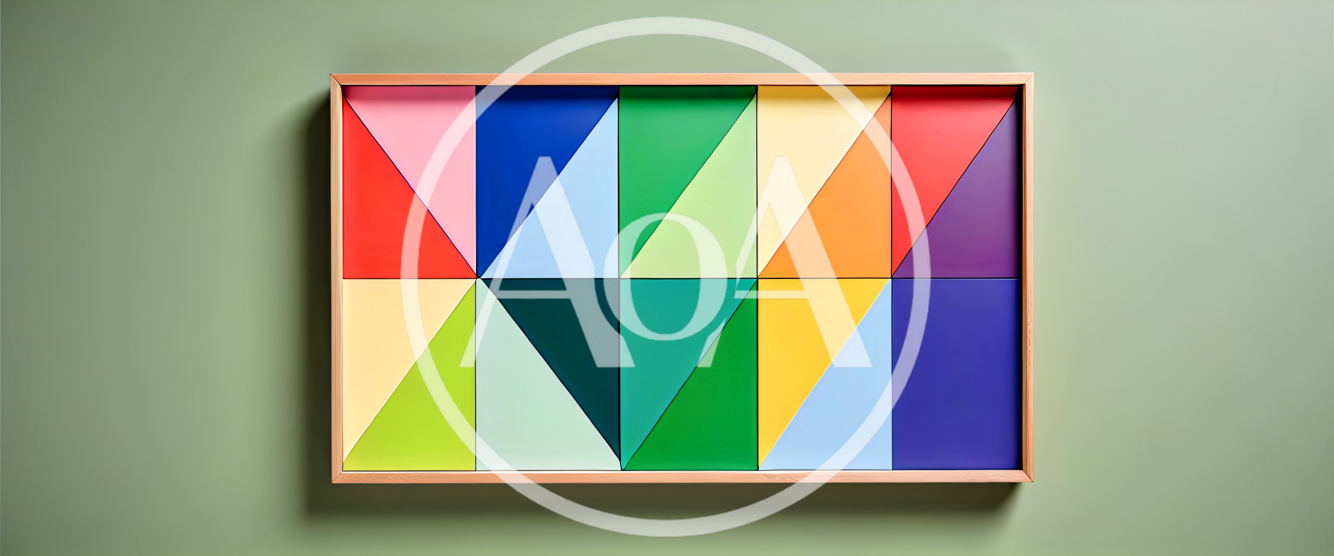 Geometric Abstract Art Piece With Colorful Triangular Patterns