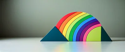 Colorful Rainbow Arch Toy Blocks on White Surface