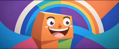 Cartoon Orange Cube Character With Happy Expression
