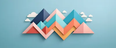 Abstract Geometric Mountain Landscape Illustration