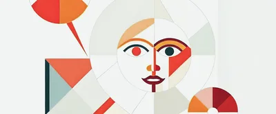 Abstract Geometric Mural Featuring Stylized Human Face