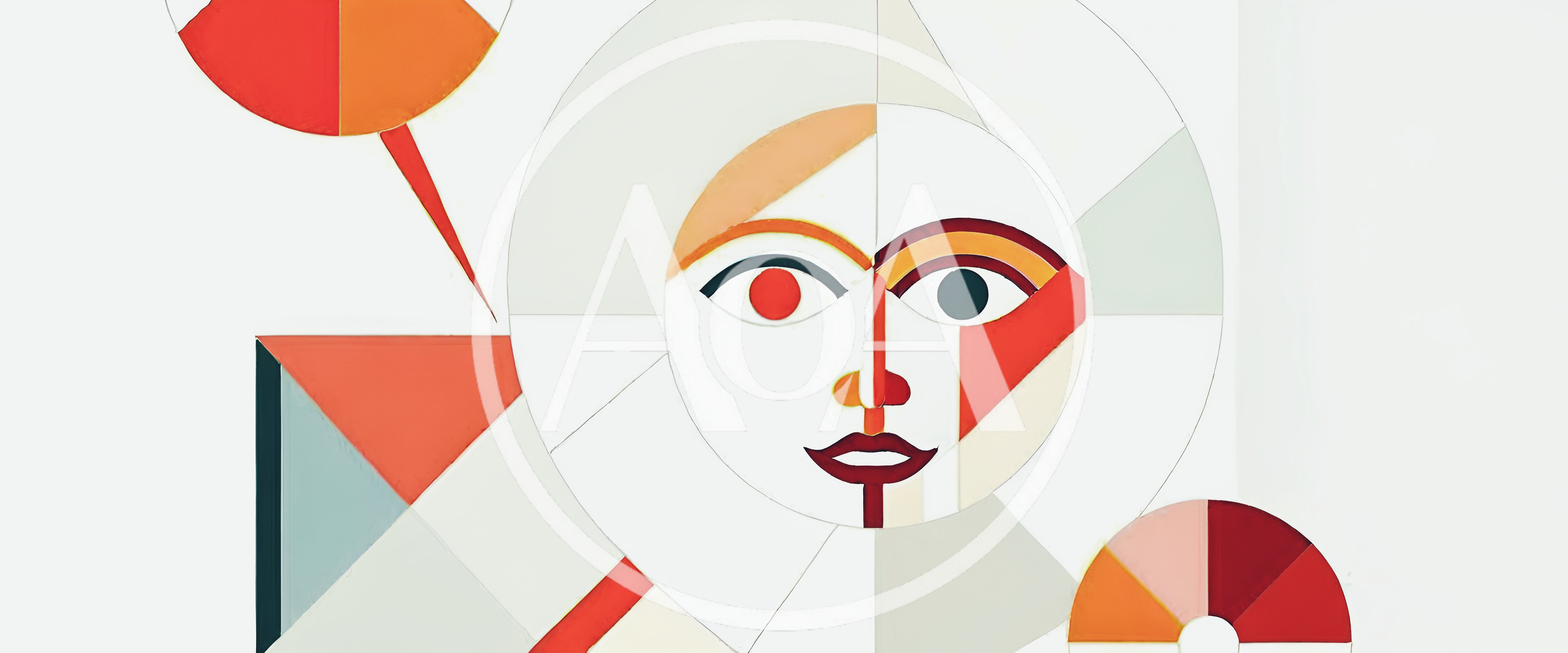 Abstract Geometric Mural Featuring Stylized Human Face
