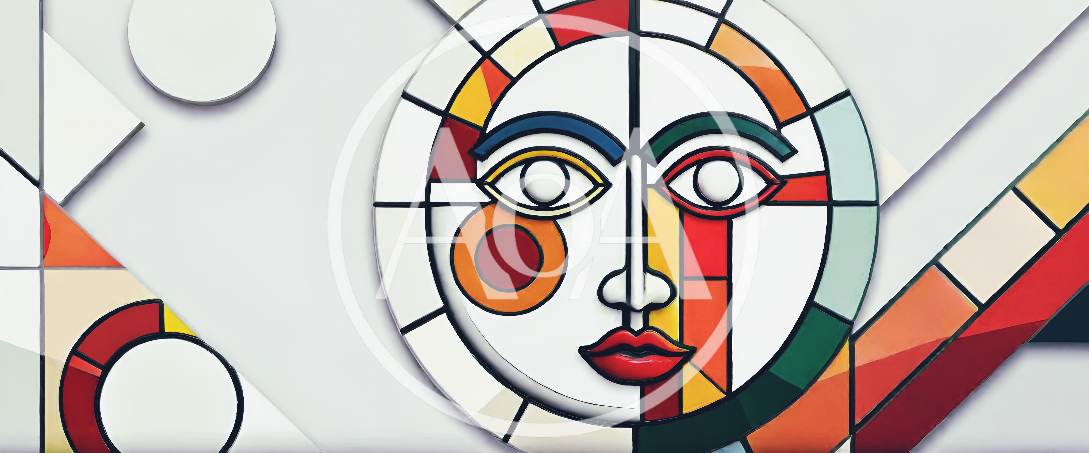 Abstract Stained Glass Sun Face Wall Art