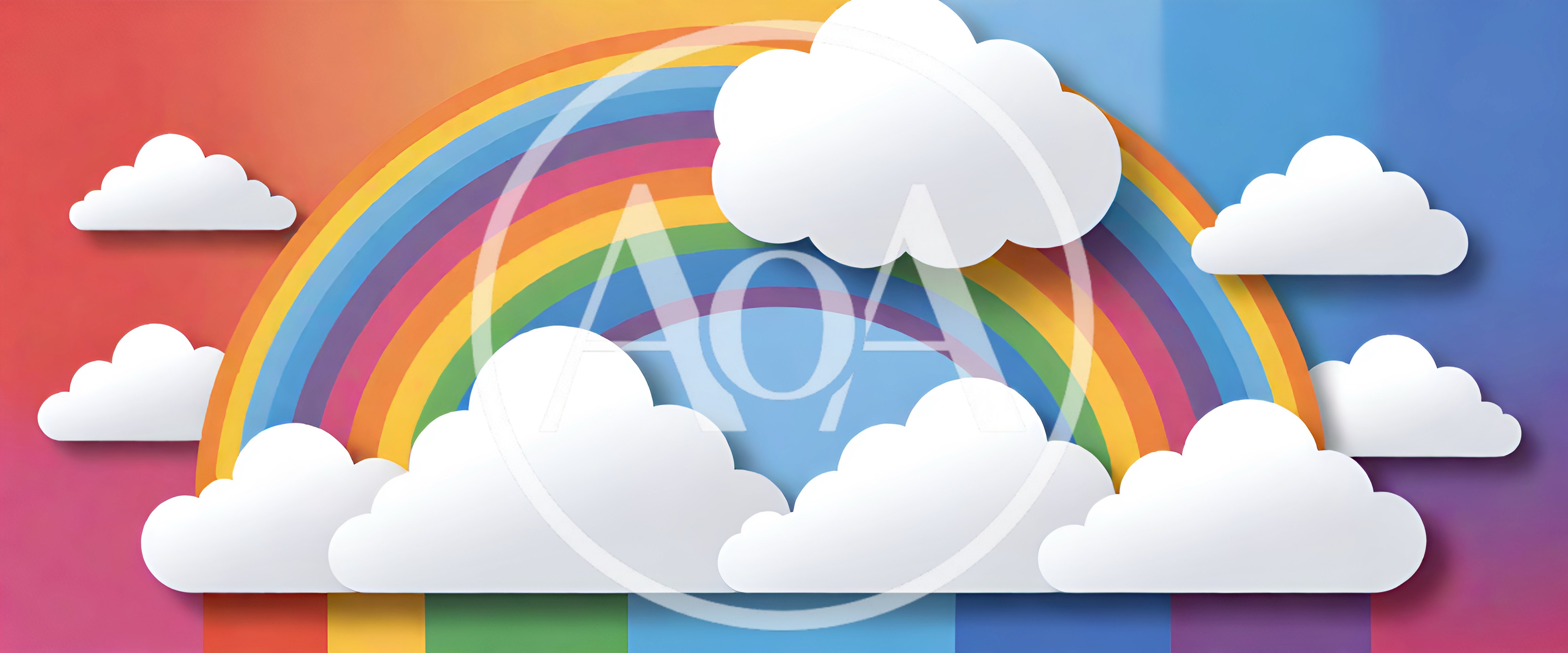 Paper Cutout Rainbow With Fluffy White Clouds