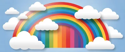 Paper Cutout Rainbow With Fluffy White Clouds
