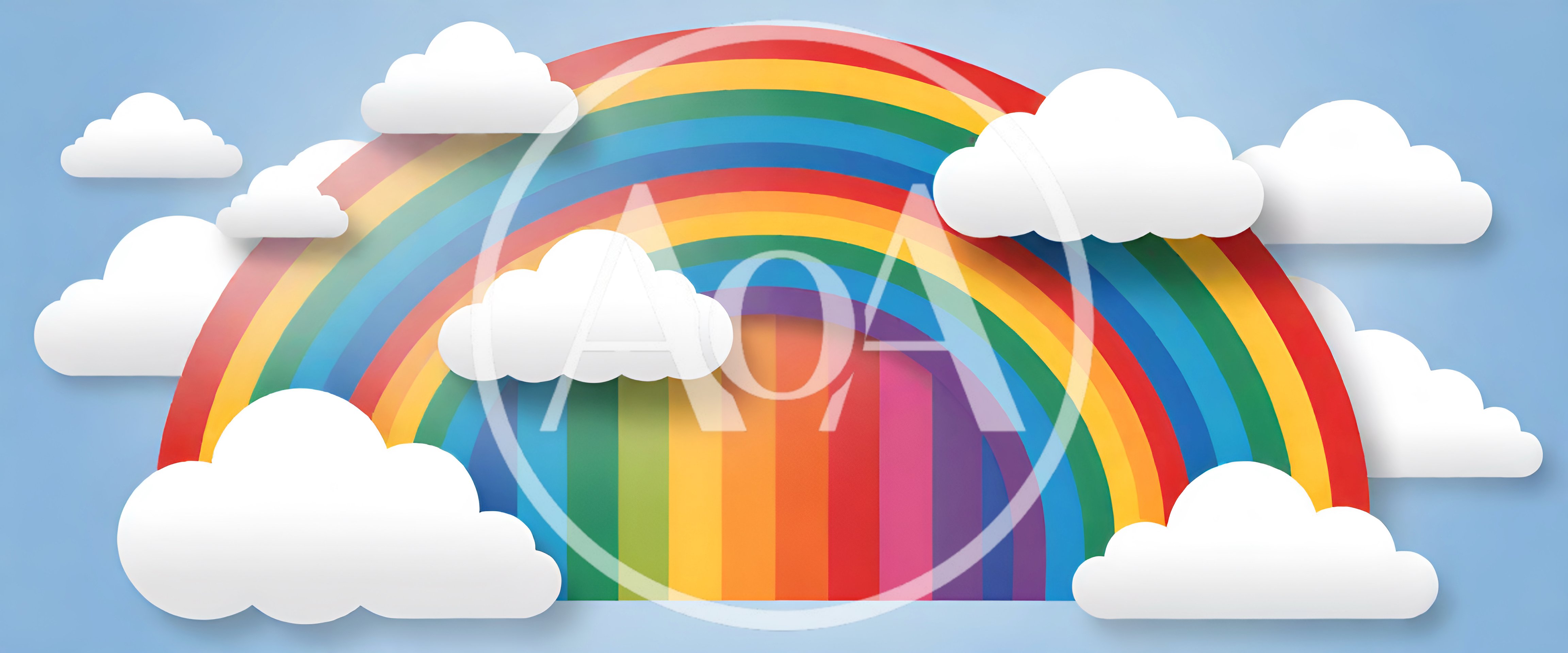 Paper Cutout Rainbow With Fluffy White Clouds