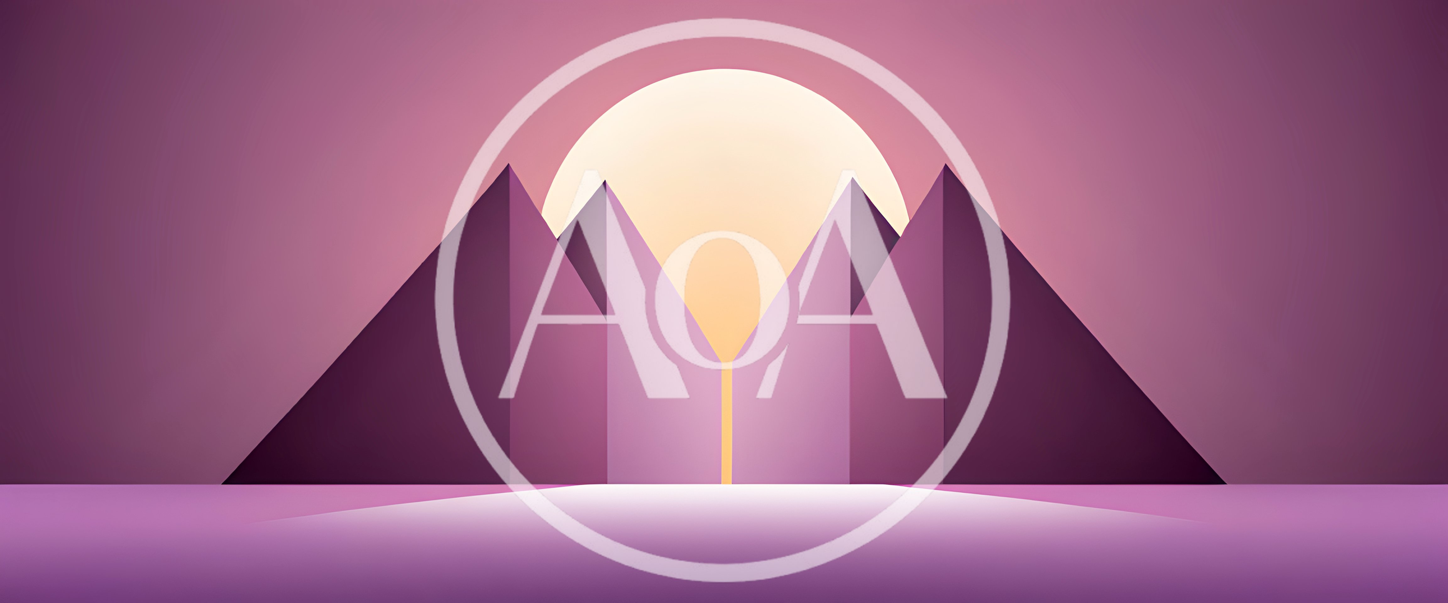 Minimalist Geometric Pyramid Landscape With Glowing Sun