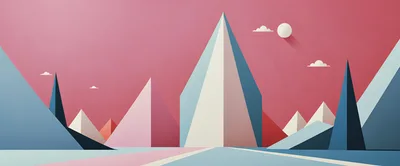 Minimalist Geometric Mountain Landscape Illustration