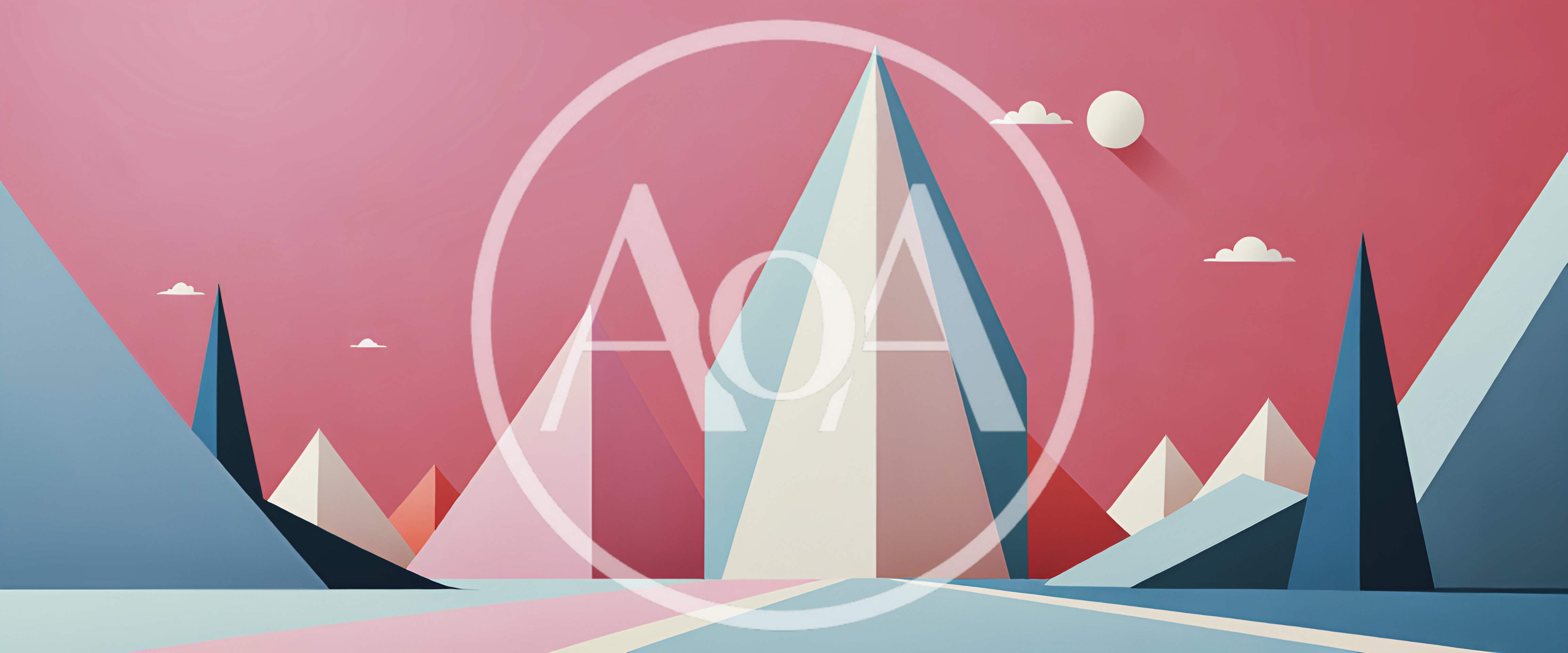 Minimalist Geometric Mountain Landscape Illustration