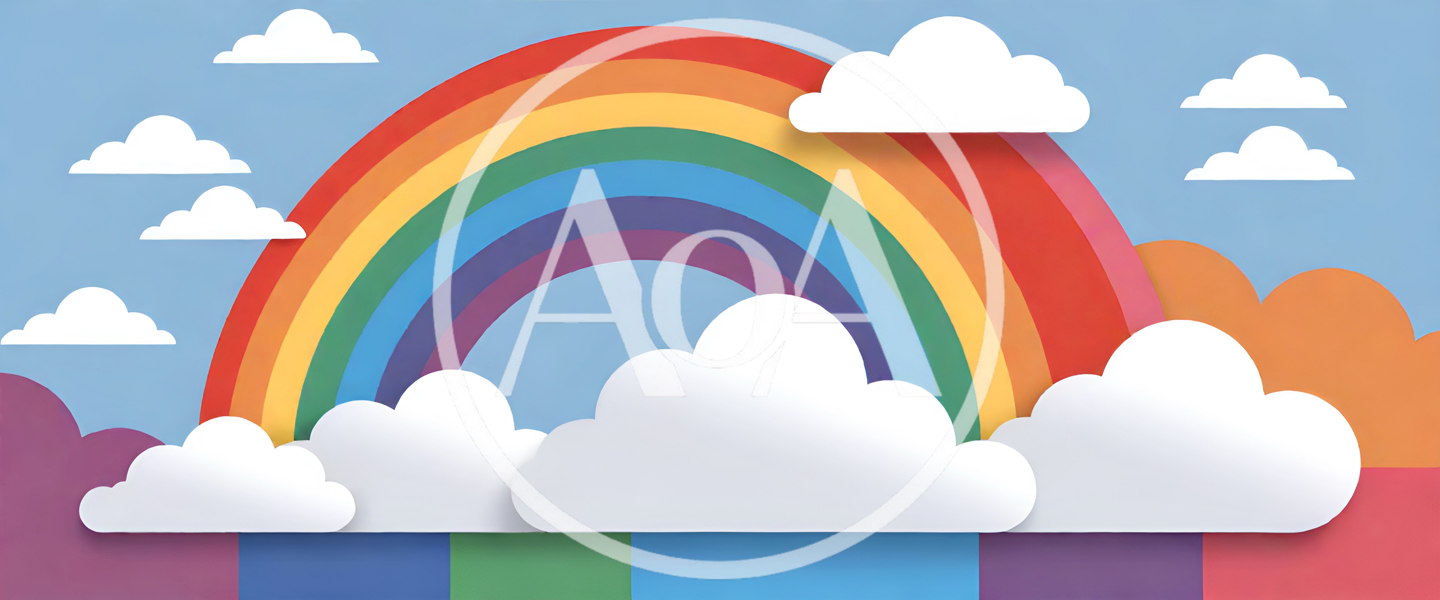 Paper Cutout Rainbow With Fluffy White Clouds