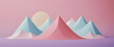 Minimalist 3D Rendered Pastel Mountain Landscape