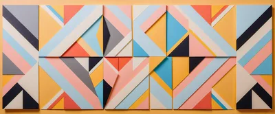 Geometric Abstract Wall Art With Pastel Color Palette