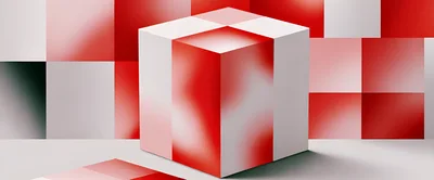 Abstract 3D Cube With Red And White Gradient Pattern
