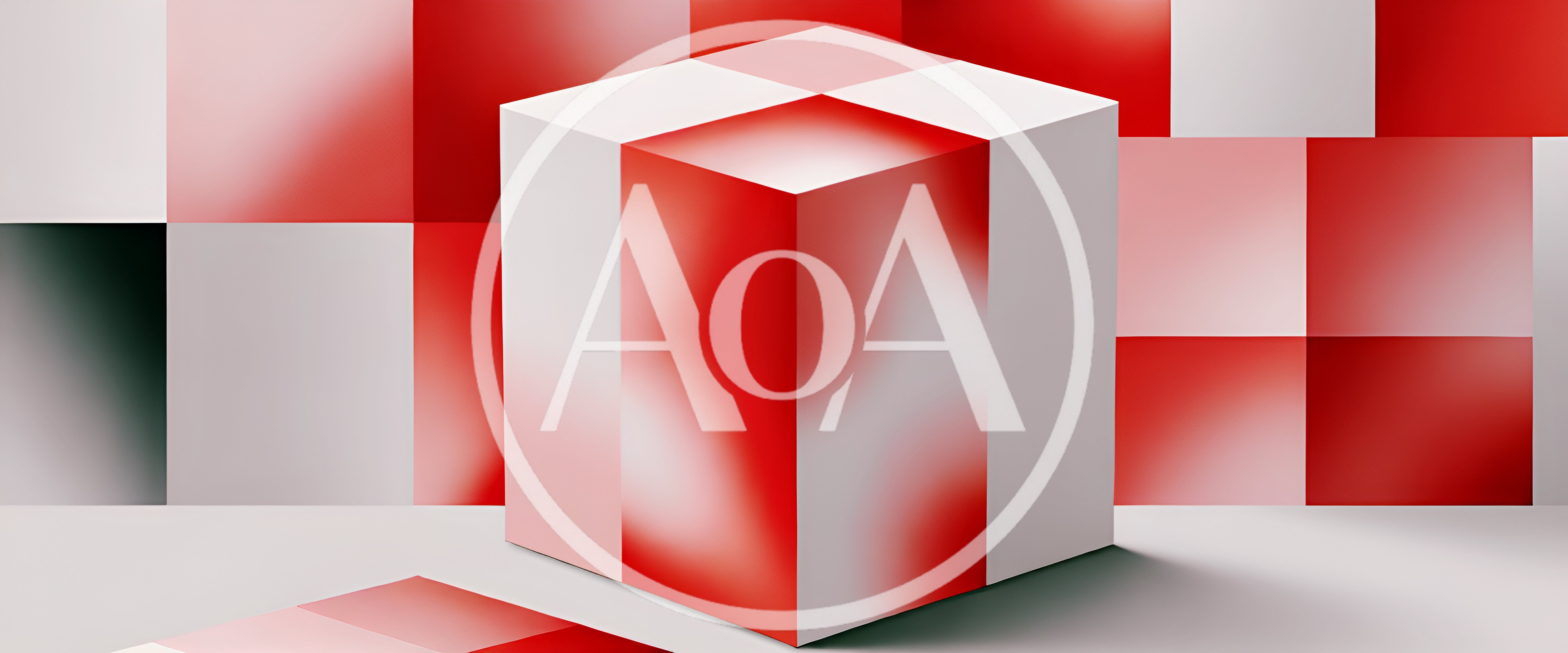 Abstract 3D Cube With Red And White Gradient Pattern