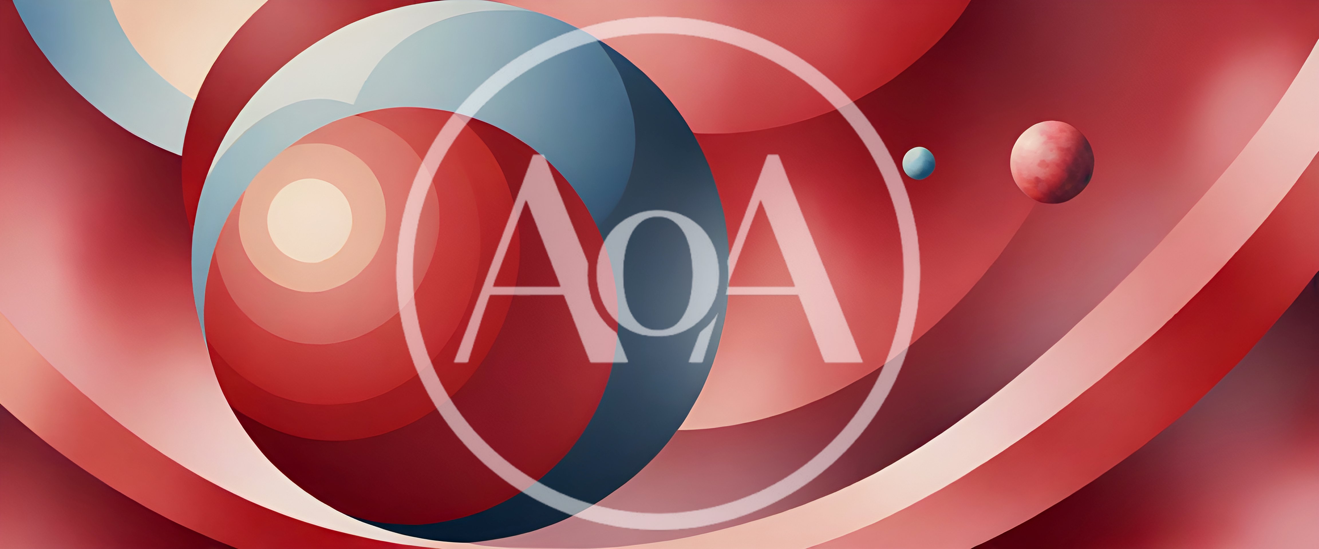 Abstract Geometric Composition With Red Spheres And Orbs