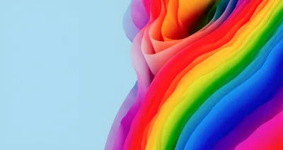 Abstract Rainbow Wavy Layers On Light Blue Background