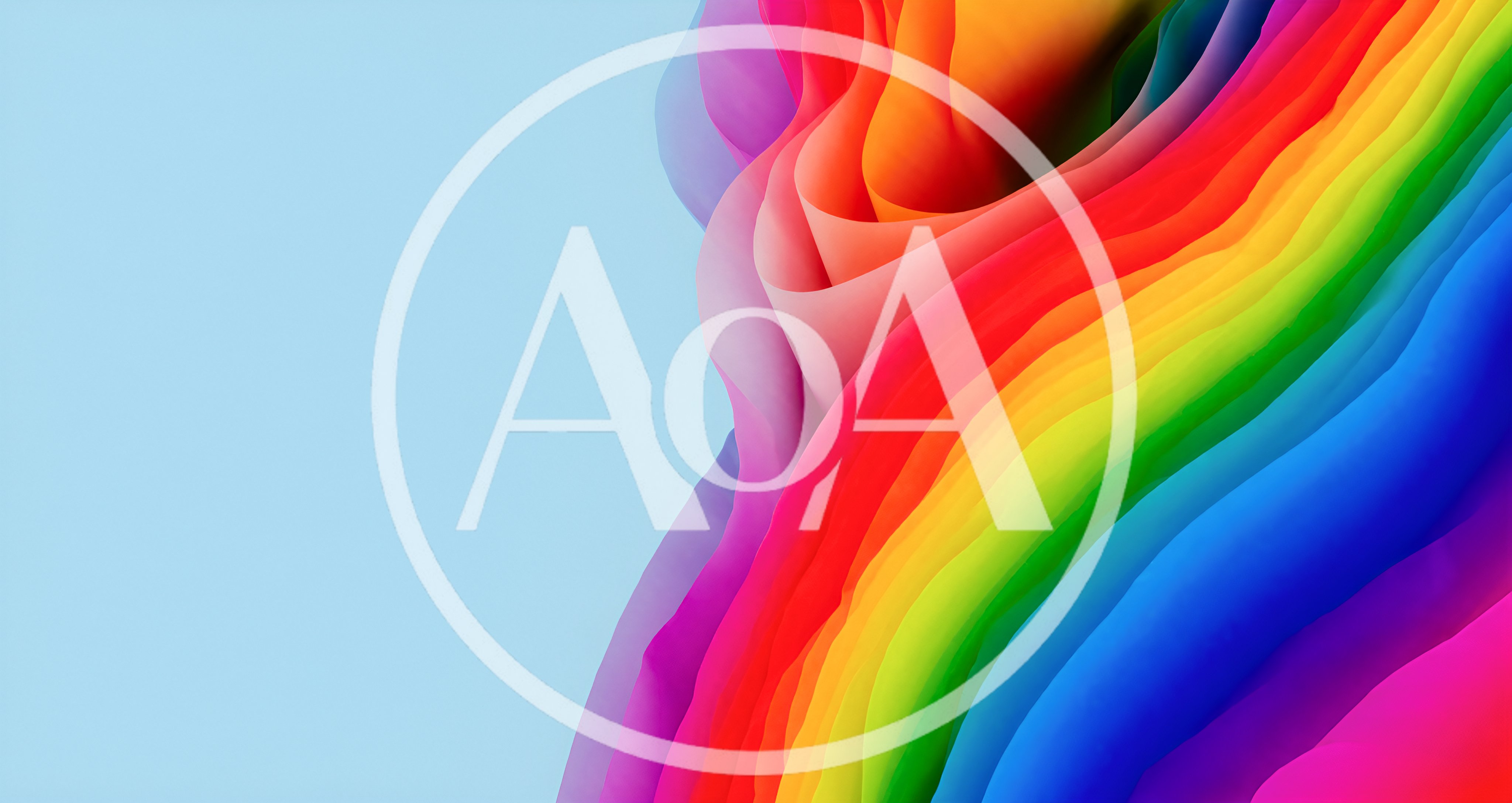 Abstract Rainbow Wavy Layers On Light Blue Background
