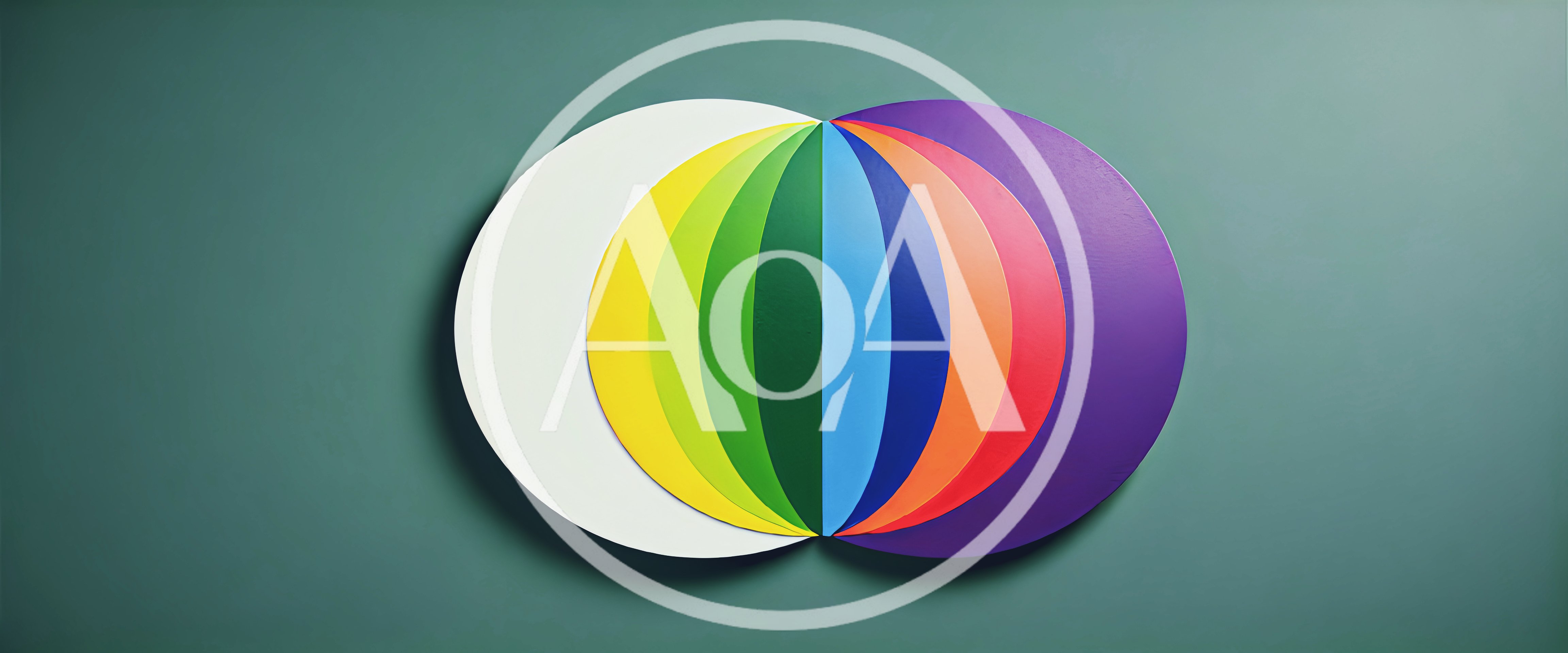 Abstract Colorful Circular Overlapping Shapes On Green Background