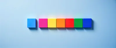 Seven Colorful Cubes Arranged In A Row