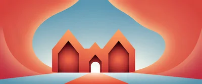 Minimalist Abstract House Illustration With Geometric Shapes