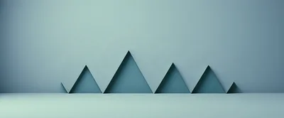 Minimalist 3D Rendered Blue Mountain Geometric Shapes