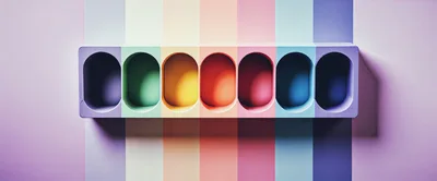 Abstract Pastel Rainbow Shelving Unit With Rounded Cutouts