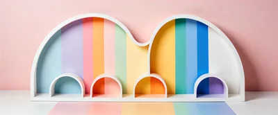 Colorful Rainbow Arch Display Shelf For Product Photography