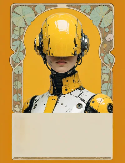 Art Nouveau Style Portrait Of A Futuristic Android