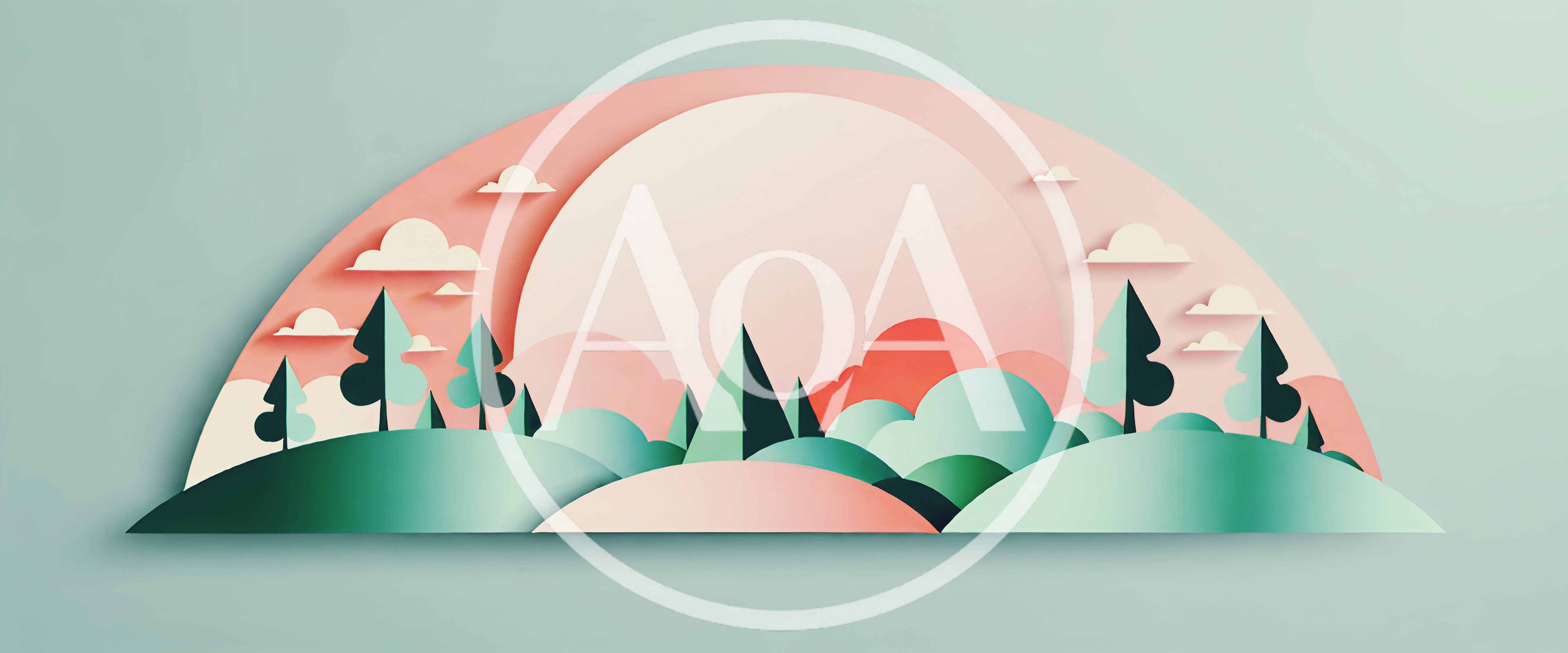 Paper Cutout Style Landscape With Rolling Hills And Trees