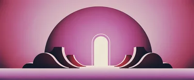 Abstract Minimalist Pink Stage With Archway