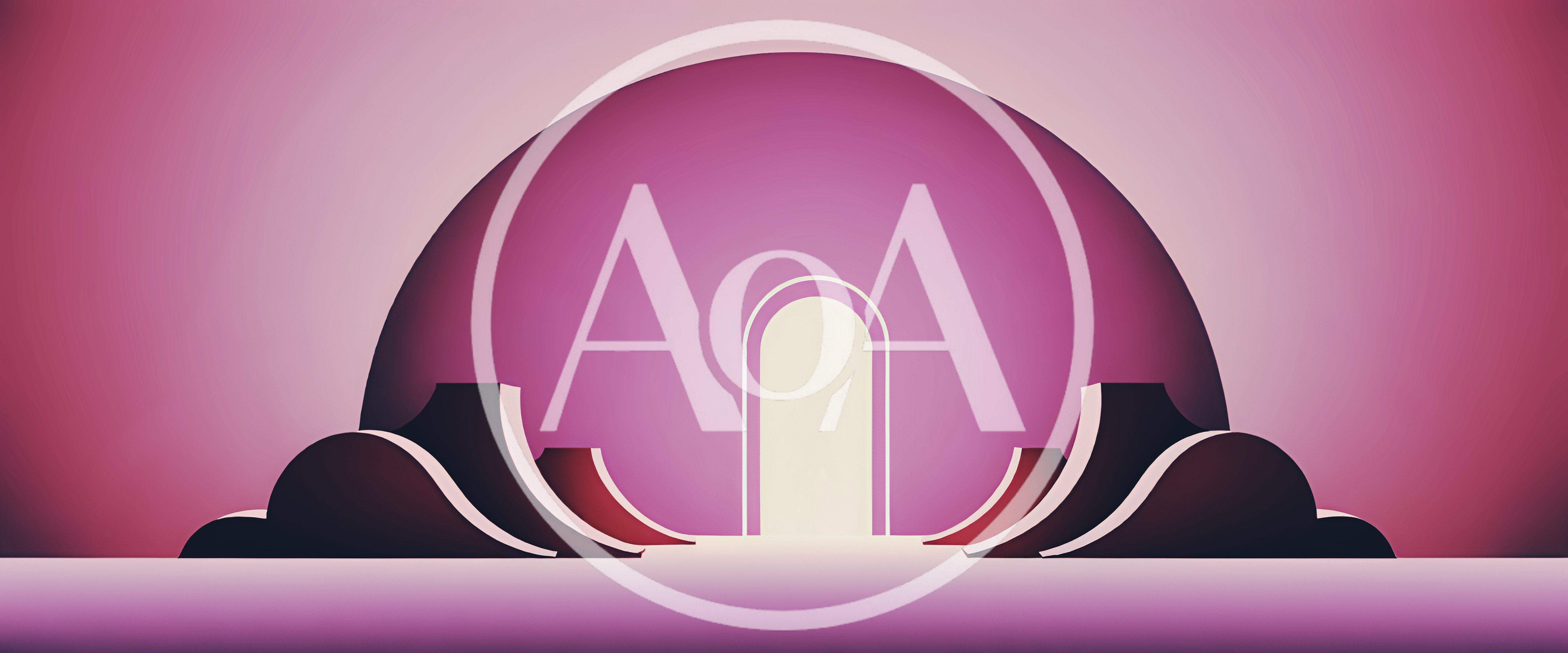 Abstract Minimalist Pink Stage With Archway