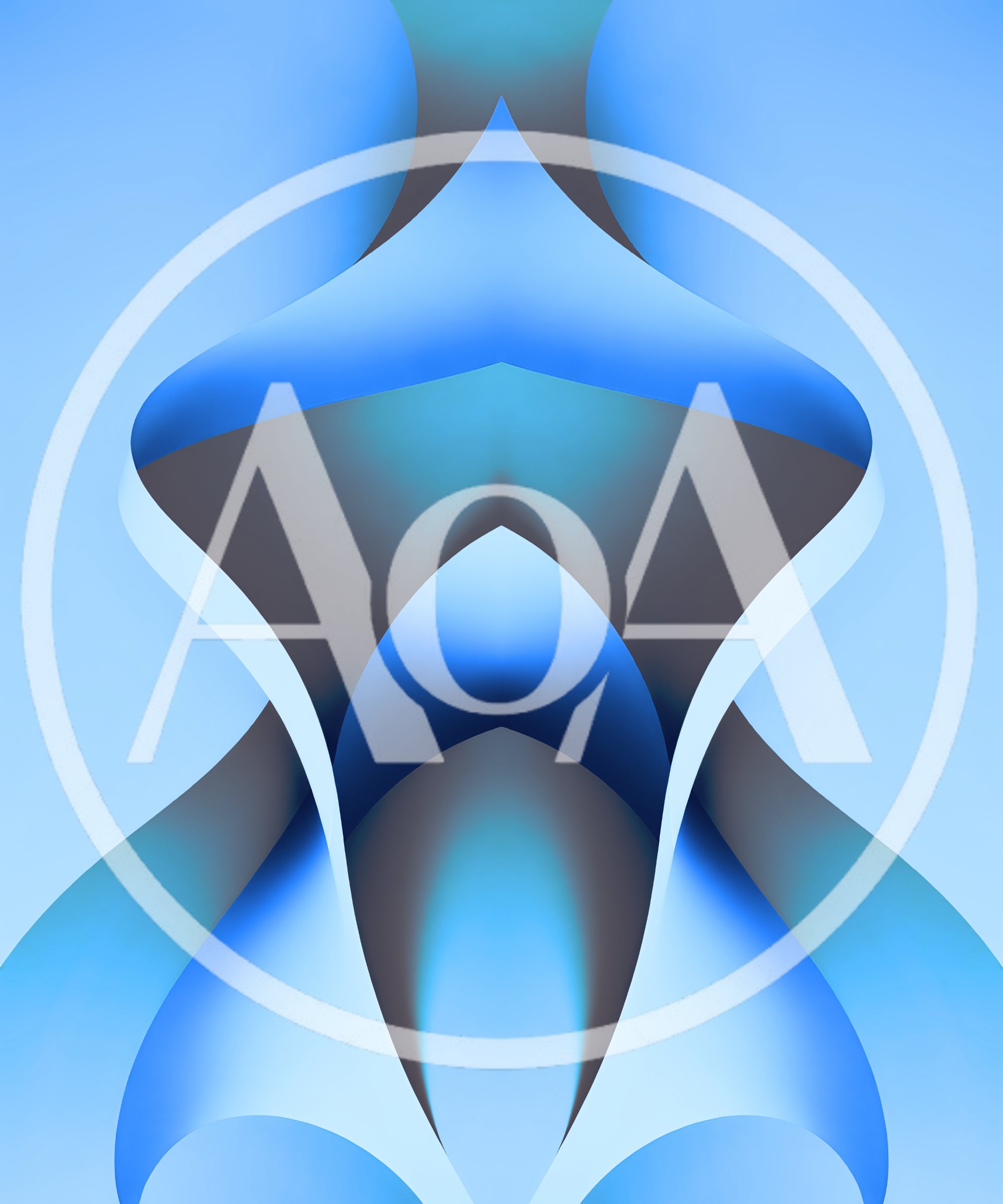 Abstract Blue Gradient Curving Geometric Shapes