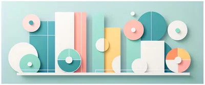 Abstract Geometric Composition With Pastel Shapes And Circles